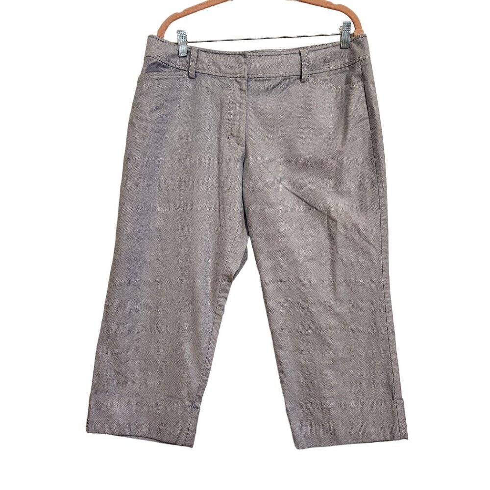 Liz Claiborne Light Blue & White Audra Cuff Capri Pants Size 14